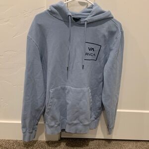 RVCA Light Blue Pullover Hoodie with Chest Emblem